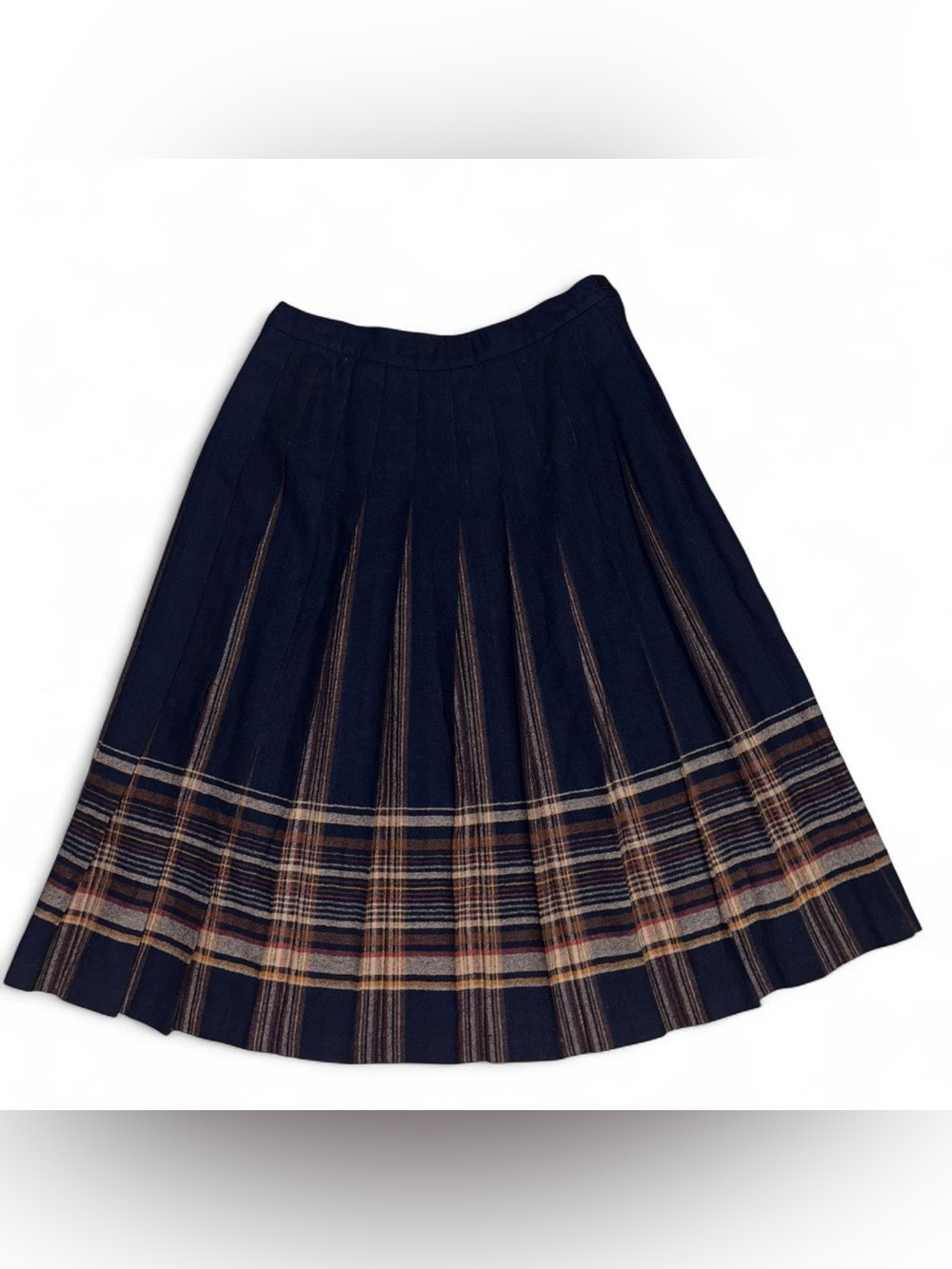 Vintage Pendleton Wool Plaid Pleated Skirt, Size 14, 32” waist